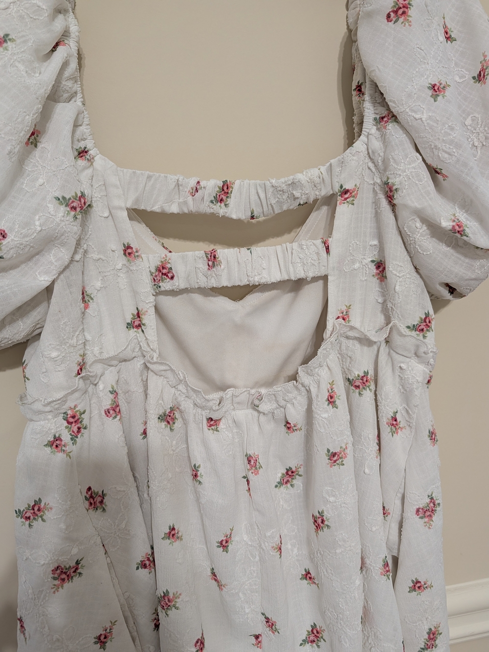 Altar'd State Ivory Dress with  Pink Floral Print With Pockets - Picture 7 of 11